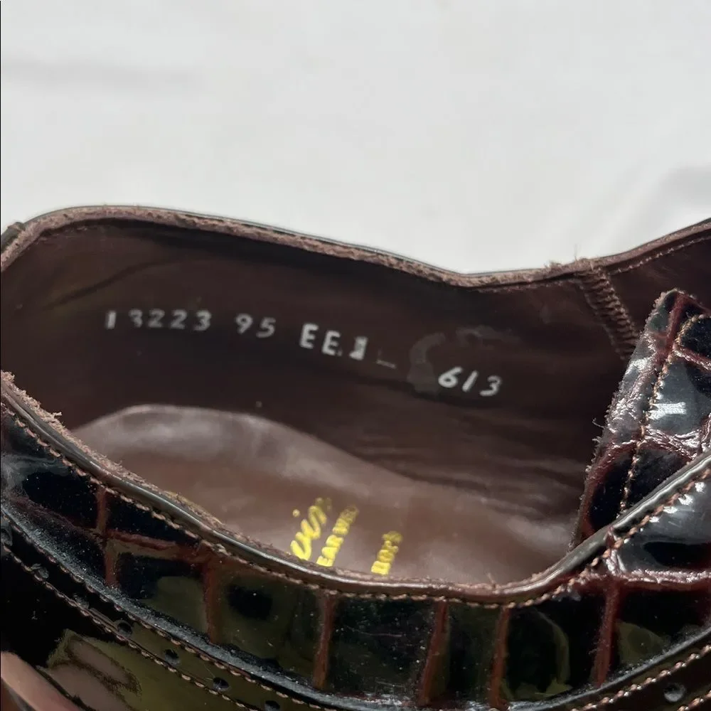 Stacy Baldwin Brown Patent Leather Oxford Wingtip Dress Shoes
